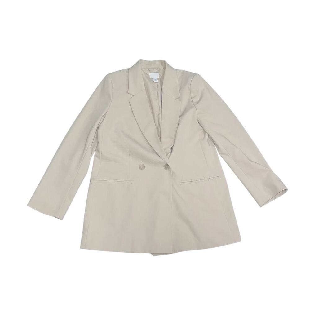H&M Double Breasted Beige Blazer Front Pockets SZ S Office Career Professional